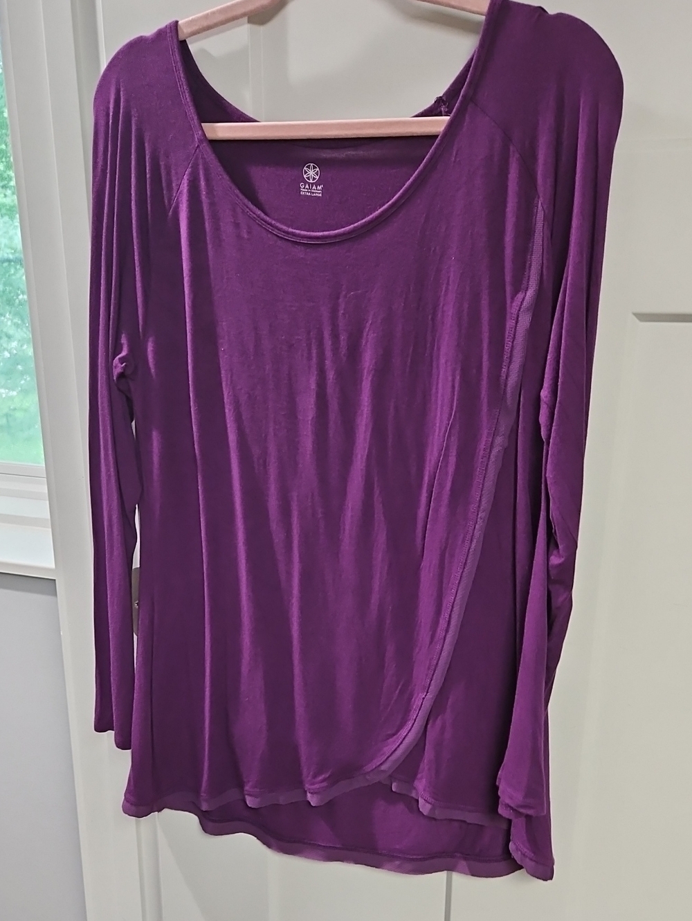 GAIAM Purple Draped Long Sleeve Women’s Top